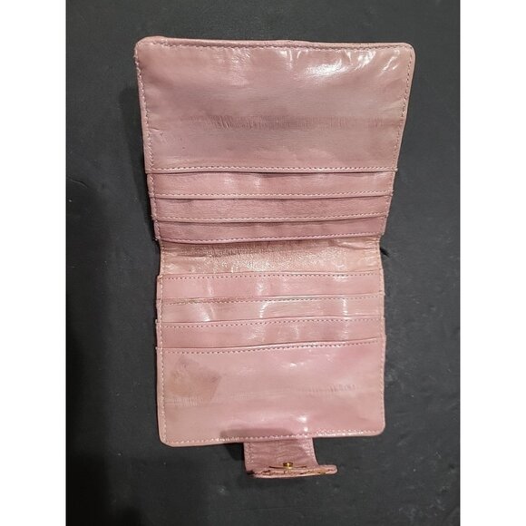 Eel Skin Small Bi-Fold Wallet Vintage 1980s Pink - Picture 3 of 3
